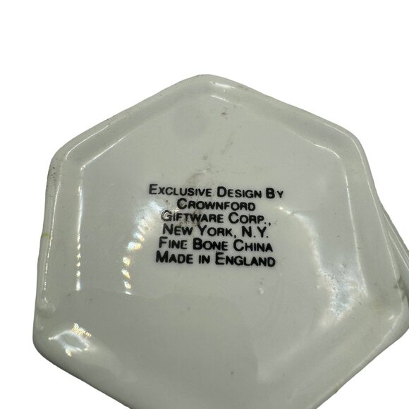 Crownford Fine Bone China Hexagonal Trinket Box With Floral Design - Picture 5 of 5